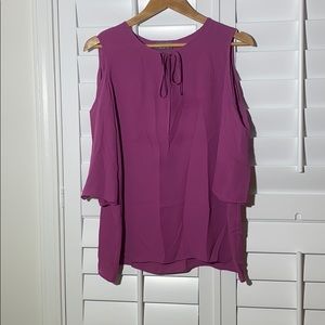 ZOË Womens Purple Cold Shoulder Top